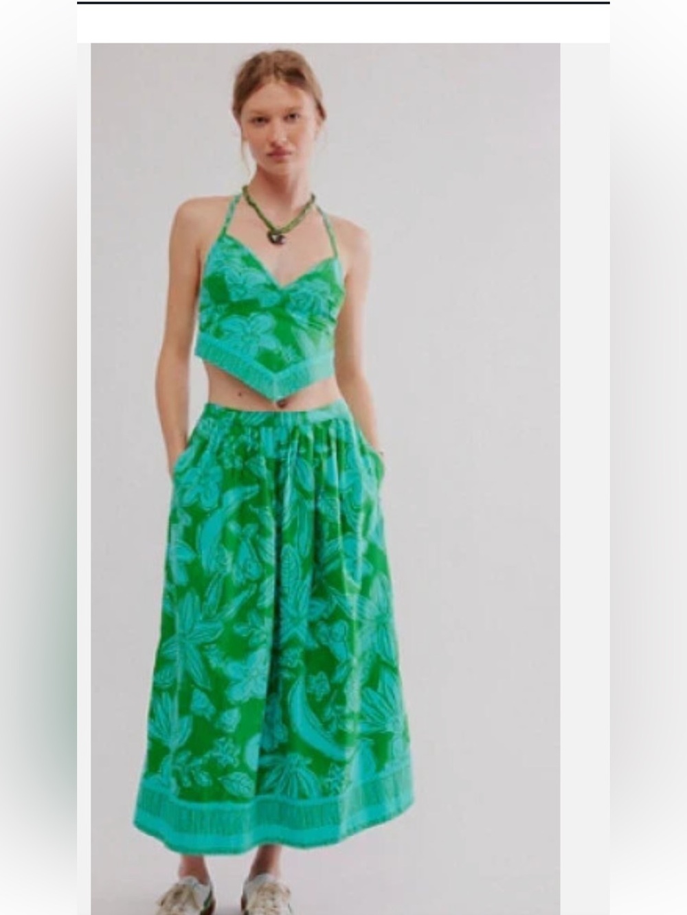 NWOT Free People Green Copa Cabana skirt size small SKIRT ONLY